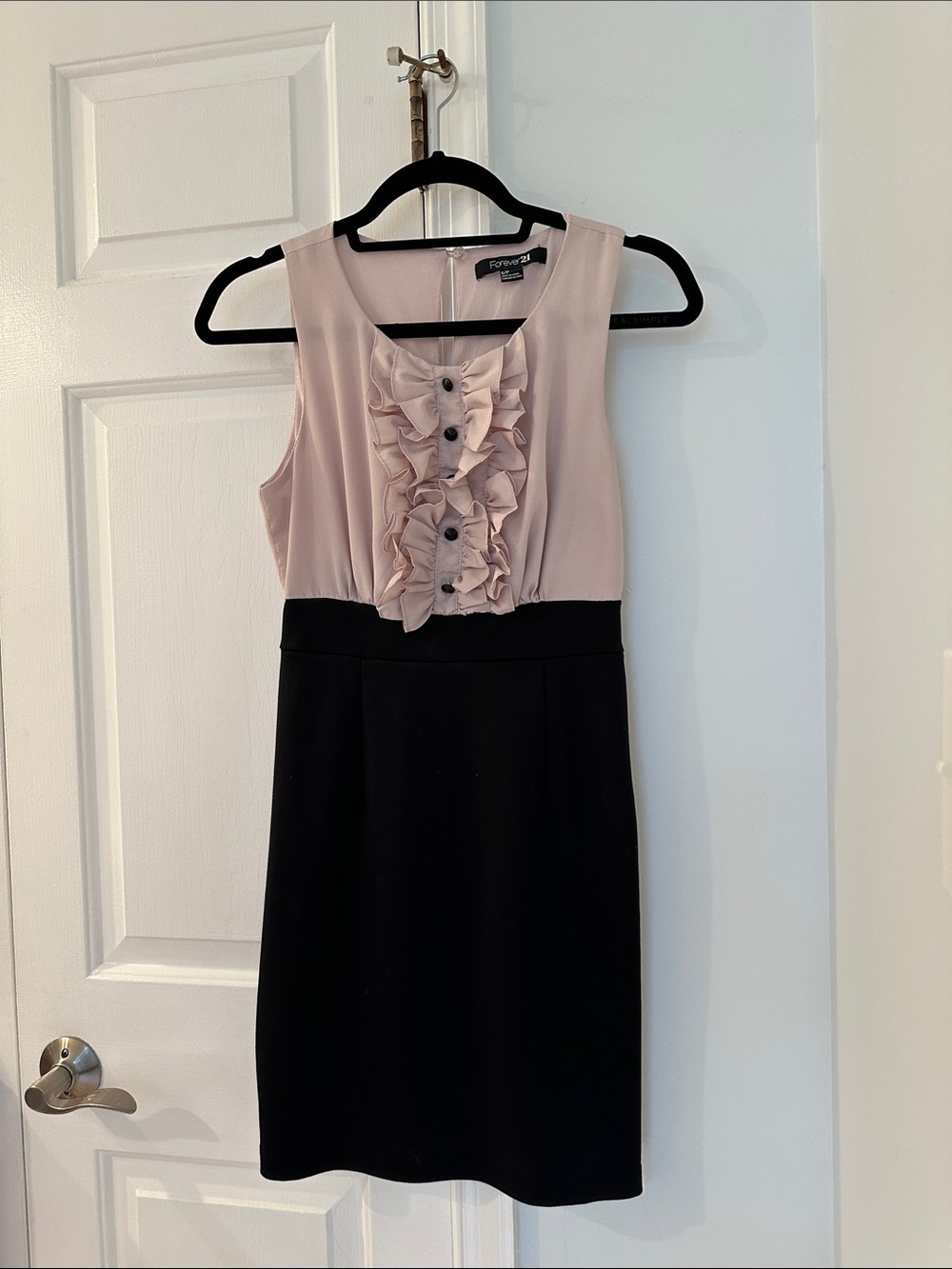 Forever 21 Blush and Black Ruffle Sheath Dress